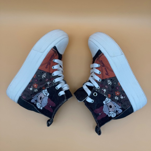 Disney Minnie Mouse High Top Canvas Sneakers Kids Size 2 Cute Cartoon Shoes - Picture 5 of 8